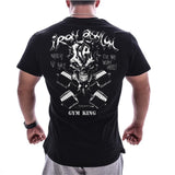Men Gyms Fitness Bodybuilding T-shirt Summer Casual Printed Cotton Short sleeve Black Tee shirt Male Workout Tops Brand Apparel