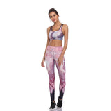 LI-FI Fitness Yoga Set Women Print Push Up Quick Dry Spotrs Wear Yoga Suits Running Workout Gym Wear Tight Slim Training Suit