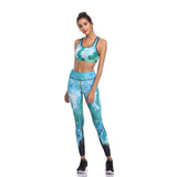 LI-FI Fitness Yoga Set Women Print Push Up Quick Dry Spotrs Wear Yoga Suits Running Workout Gym Wear Tight Slim Training Suit
