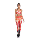 LI-FI Fitness Yoga Set Women Print Push Up Quick Dry Spotrs Wear Yoga Suits Running Workout Gym Wear Tight Slim Training Suit