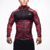 Men fitness bodybuilding Camouflage sweatshirt Hoodie Gyms workout Hooded zipper jacket male Joggers Sportswear Brand clothing