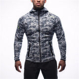 Men fitness bodybuilding Camouflage sweatshirt Hoodie Gyms workout Hooded zipper jacket male Joggers Sportswear Brand clothing