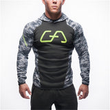 Men fitness bodybuilding Camouflage sweatshirt Hoodie Gyms workout Hooded zipper jacket male Joggers Sportswear Brand clothing